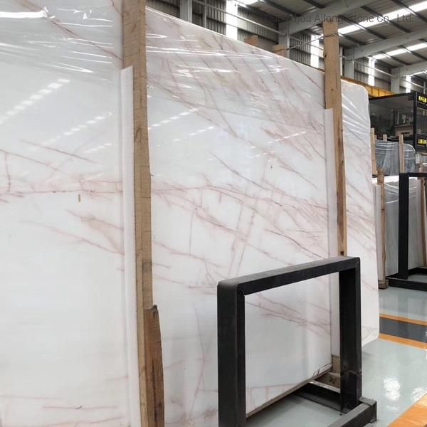 Natural Marble Stone Panel Red Line White Onyx Countertop Bar Top and Slab