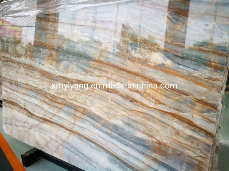 Roman Impression Blue/Brown/Yellow/Gold Color Marble, Marble Tiles and Marble Slabs