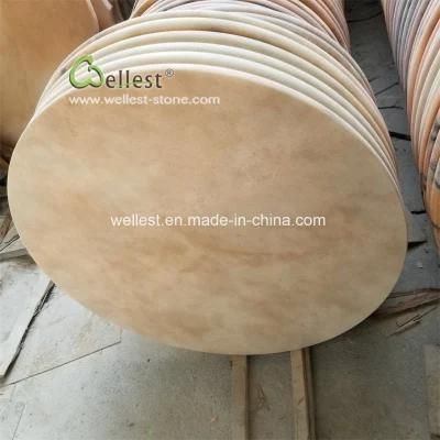 Natural Stone Cream Marble Dining Table, Round Bar/Coffee Top