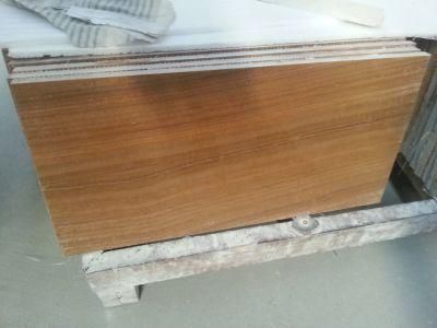 Polished Vein Cut Wooden Yellow Marble Slabs Flooring