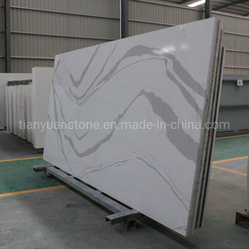 Factory Direct Sell Black with White Veins Artificial Quartz Stone Slabs