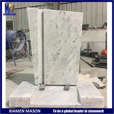 Modern Design Upright Bianco Carrara White Marble Monument