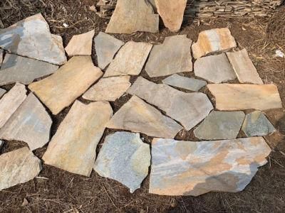 Irregular Shape Slate Stone Tile Mixed Color Paving Flagstone Wall Decoration