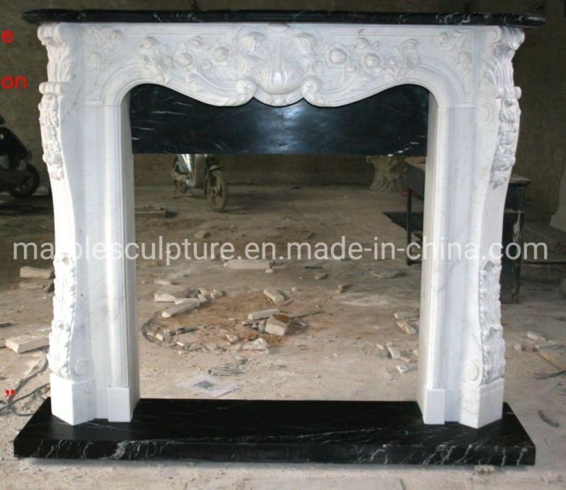 Natural Indoor Decorative Hand Carved Marble Fireplace (SYMF-213)