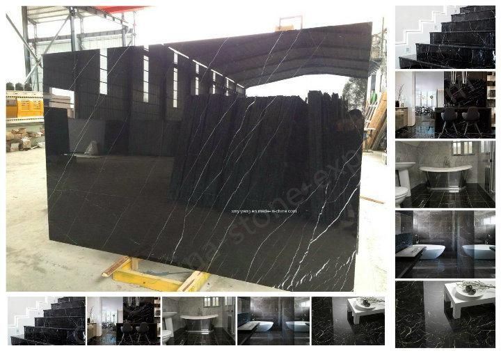 Black Nero Marquina Marble for Floor/Tile/Stair/Wall/Countertop/Vanity/Kitchen/Bathroom/Sink