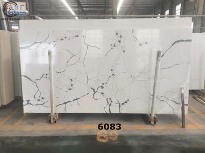 Artificial Calacatta White Quartz Slab Stone for Modern Kitchen Countertops China Quartz Slab