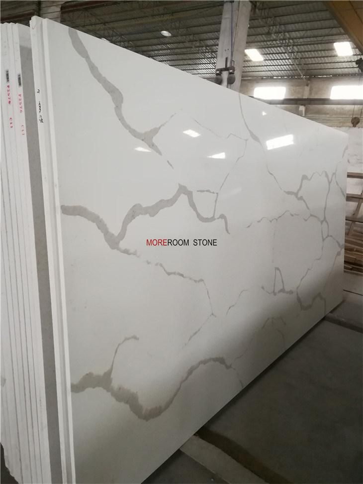 Engineered Quartz White Calcutta Marble Counter Top for Kitchen Island