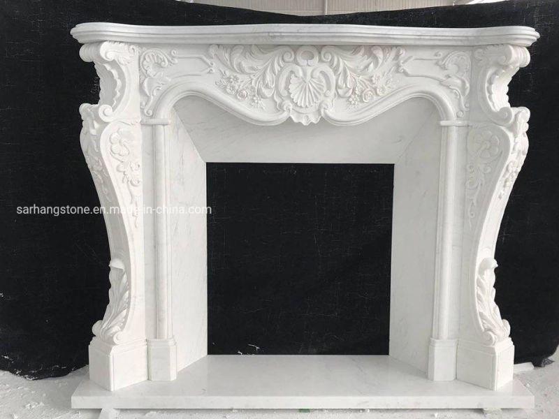 French Style Popular Design Hand Carved Decorative Marble Fireplace
