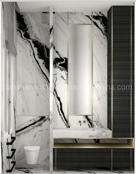 Black and White Polished Natural Panda Marble for Interior Wall Cladding and Flooring