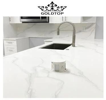 Grateful Mvjay Polished/Honed/Leather Finish Calacatta Stone Slabs/Tiles Artificial Quartz for Kitchen Worktops Countertop