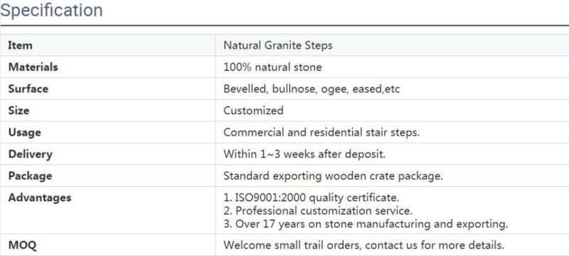 China Factory Price Natural Granite Stairs Steps High Quality Building Materials