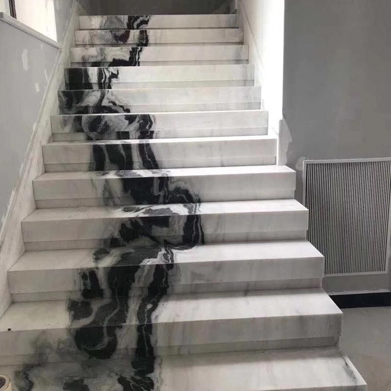 Factory Outlet Panda White Eurasian Wood Marble Stairs Marble Ladder Natural Marble Staircase