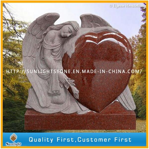 Custom India Black Granite Monument Headstone Tombstone (With Carving Angel)