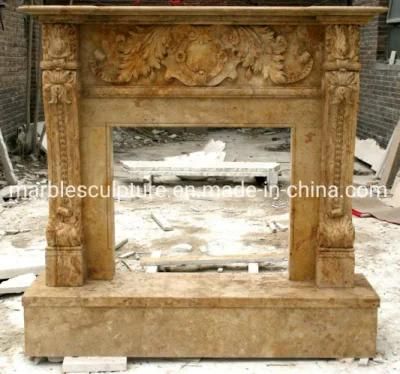 Elegant Yellow Marble Fireplace for Home Decoration Furniture (SYMF-169)