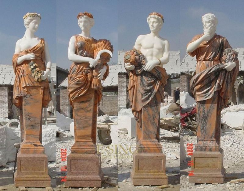 Natural White Marble Stone Life Size Four Season Column for Sales