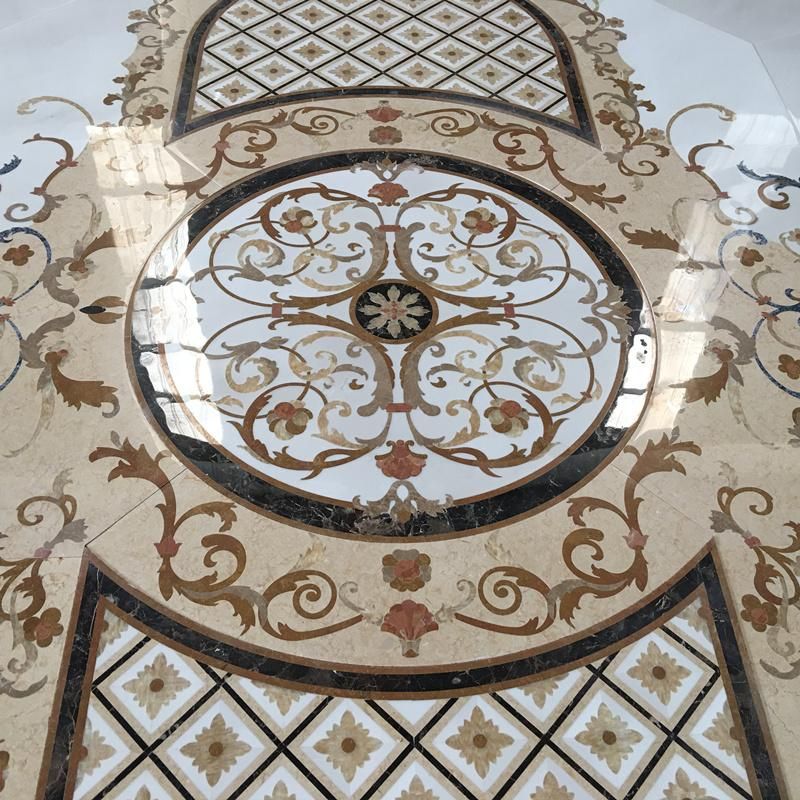 New Design Mosaic Honed Waterjet Tile Kitchen Floor Custom Flooring Pattern Medallion Tile