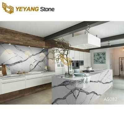 Artificial Engineered Quartz Popular Calacatta White Quartz for Kitchen/Island/Backsplash/Wall/Countertops