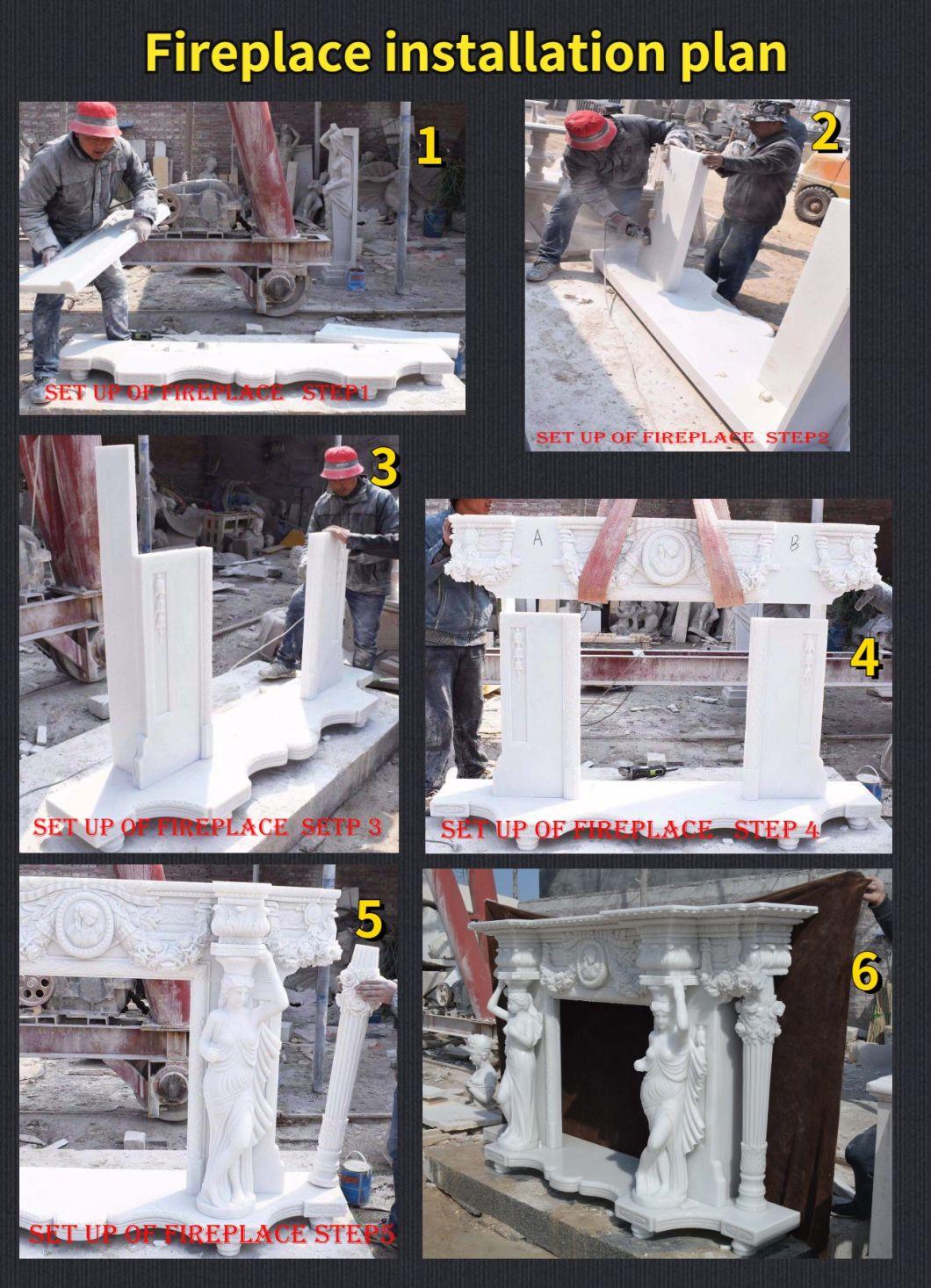 Stone Fireplace Home Decoration White Marble Fireplace