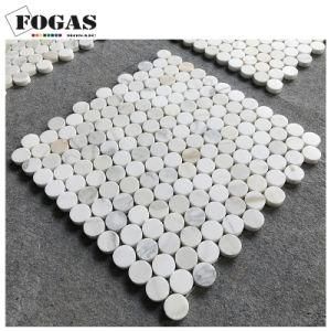 Penny Round Marble Tile Mosaic Calacatta Gold Stone Sheet Flooring