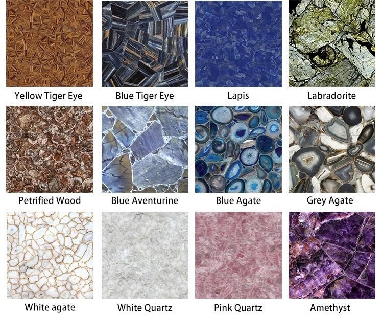 Luxury Dubai Living Room Furniture Semi Precious Stone Azul Bahina Blue Granite Table Top