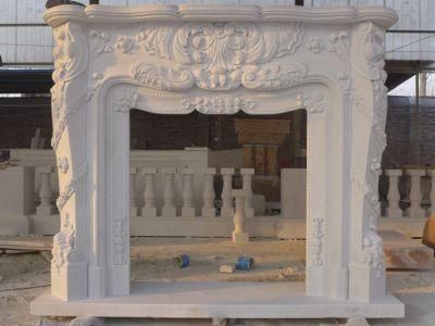 Western Style Stone Carving Fireplace Natural Indoor Polishing Marble Decorative Fireplace