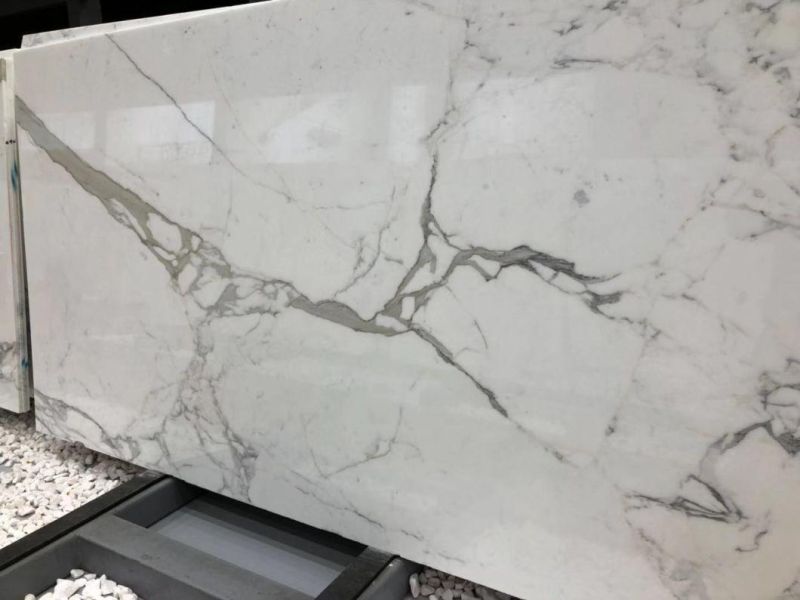 White Marble Slab Grey Grain Interior Decoration/Wall Floor Covering/Bathroom Tile
