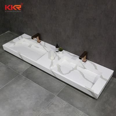 Custom Textured Marble Vanity Sink Wall Hung Basin Bathroom Vanity Washbasin for Hotel Project