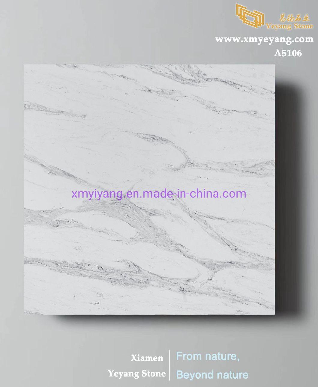 White Quartz Custom Countertops for Kitchen/Bathroom/Restaurant/Hotel/Coffee/Reception Table Quartz Factory
