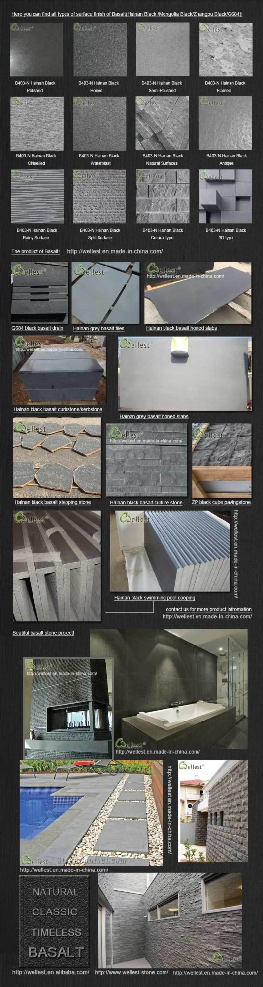 Black Grey Bluestone Lava Stone Basalt Tile for Pavers/Paving/Floor/Flooring/Wall Cladding