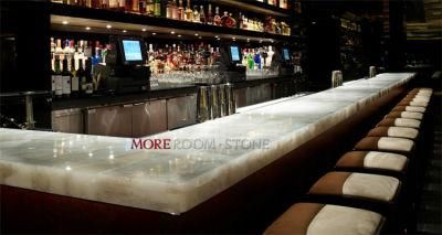 Semi Precious Stone Backlit Natural Quartz Crystal for Bar Top Design