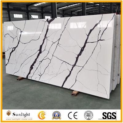 High Quality Artificial Marble Slab White Calacatta Quartz Stone for Countertop