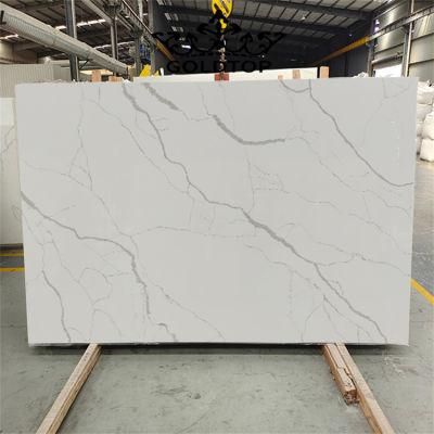 High Quality Price Polished 30mm Surface Calacatta Artificial Snowy Quartz Slab for Worktops Kitchen/Bathroom Wall Floor Aparment Villa Hotel