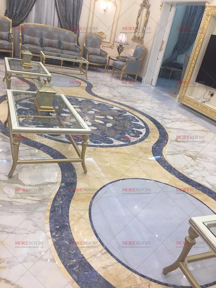 Gemstone Sodalite Blue Jasper Granite Water Jet Marble Medallion Floor Tiles