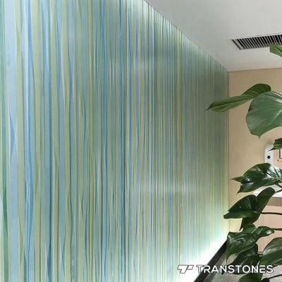 Green Stripe Pattern Solid Surface Translucent Acrylic Sheet Partition Wall