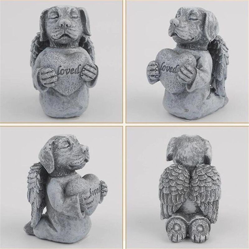Angel Dog Cat Statue Resin Tombstone Monument