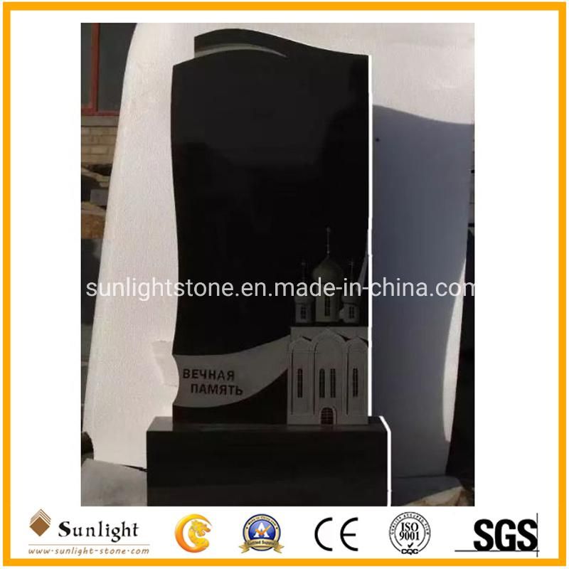 European/Russian/American Style Black Granite/Marble Tombstone Monument with Custom Design