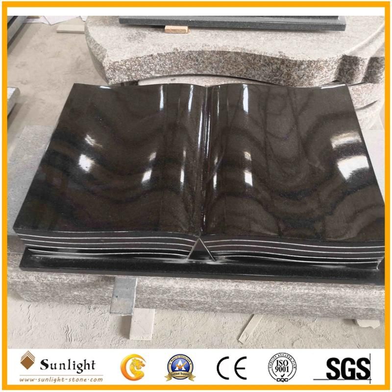 India Black Granite Book Bible Style Tombstone for Cemetery