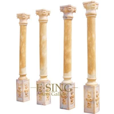 Natural Sunset Red Marble Roman Design Round Pillars Column for Entrance