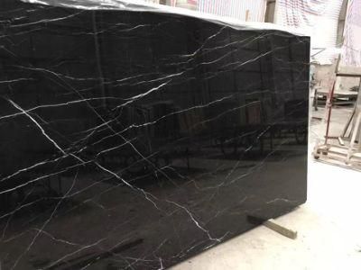 China Cheapest Black Marble Nero Marquina with Less Vein Slabs Tiles