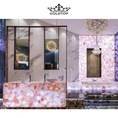 Natural Stone Semi-Precious Luxury Pink Crystal Marble for Villa Wall Decoration