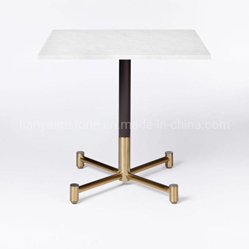 Modern Metal Rectangle Console Table with Marble Top