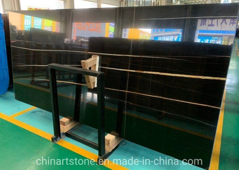 Nature Black Golden St. Laurence Marble Slab for Wall and Floor