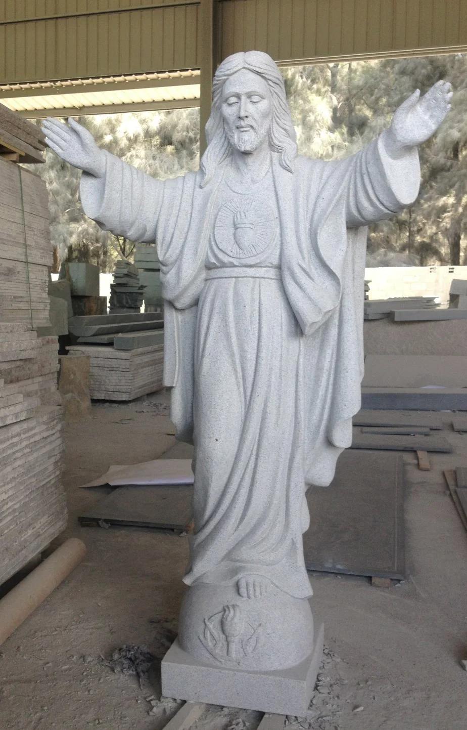 Popular Religious Black Granite Sacred Heart of Jesus Headstone
