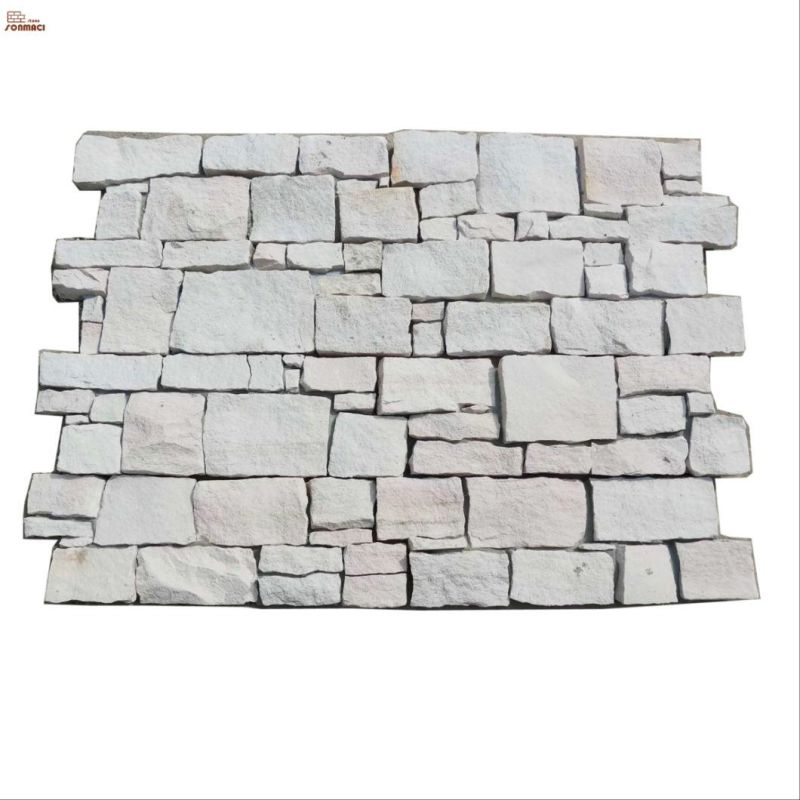 White Quartz Cement Back Natural Stone Exterior Wall Cladding Panel 600X200mm