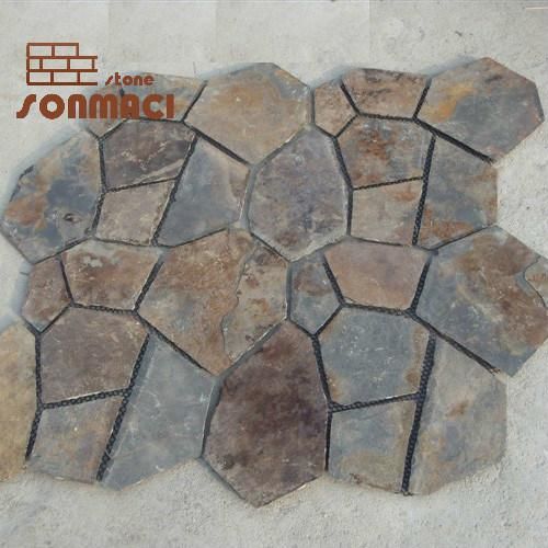 Natural Flagstone Mat Mesh Paving Stone Tile