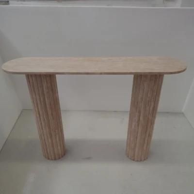 Dining Room Furniture Set White/Cream Marble Table Top Travertine Countertops
