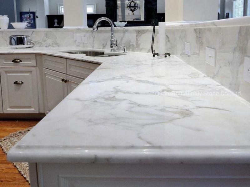 Italy Luxury Calacatta White Stone Kitchen Countertop Marble Dining Table