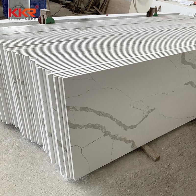 Big Slab Faux Marble White Artificial Quartz Slabs for Countertop/Vanity Top