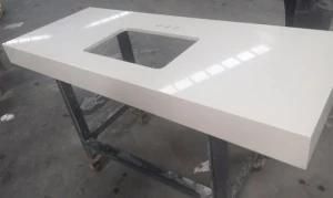 White Quartz with Miter Edge-P008 Countertop
