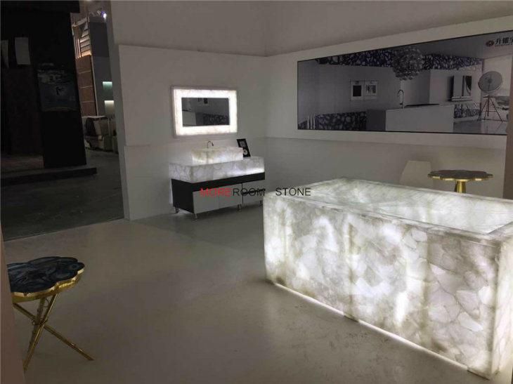 Semiprecious Stone White Quartz Slab Counter Top Onyx Crystal Quartz Slabs